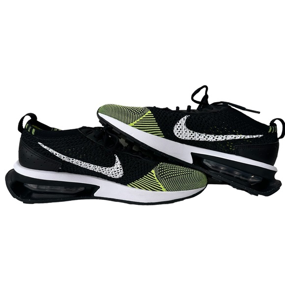 Women's Nike Air Max Flyknit Racer Casual Volt/White/Sequoia/Black DM9073 700 - Picture 7 of 8